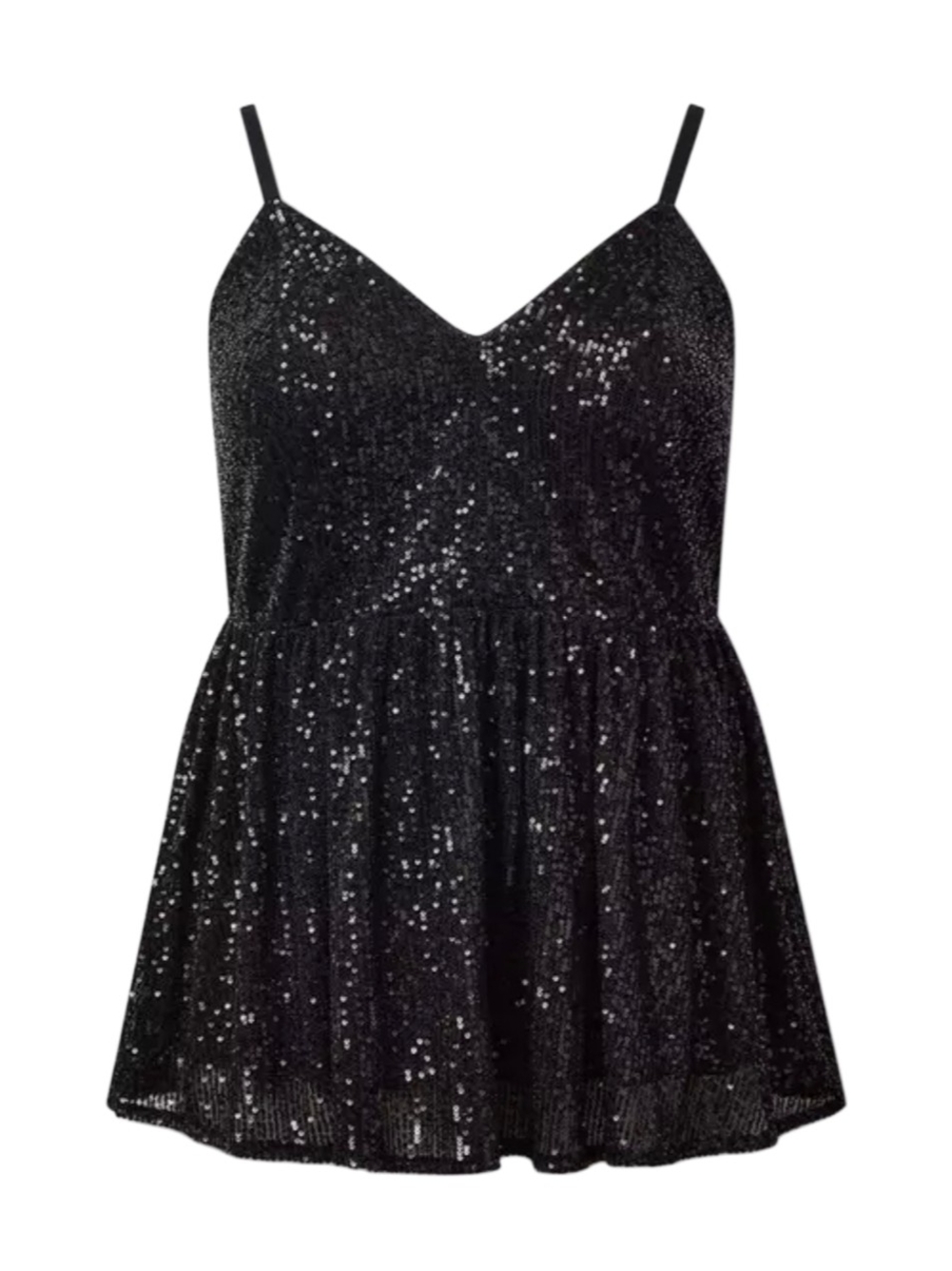 Torrid Black Sequin Peplum V-Neck Tank Top Size 00